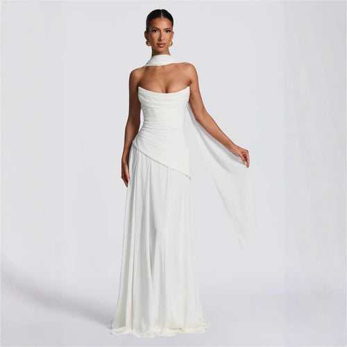 Elegant Sleeveless Tube Top Evening Dress